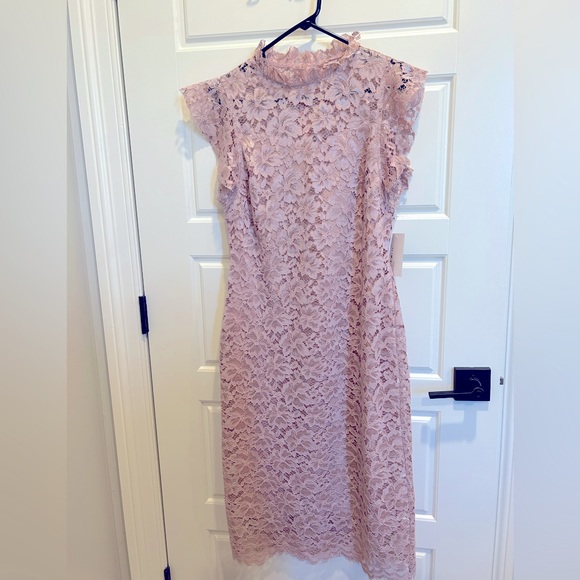 Enfocus studio Mauve Lace Cap Sleeve Midi Dress Size 10 - Picture 1 of 8